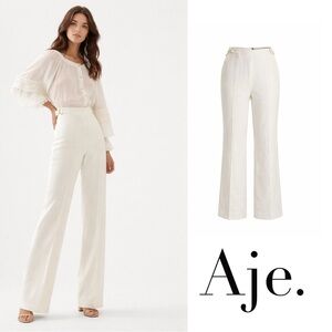 NEW Aje Women's Elle Flared Cream Pants